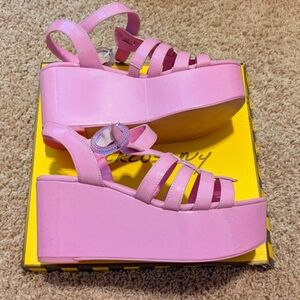 Circus NY by Sam Edelman Pink Glitter Golda Fisherman Platform Wedge Sandals